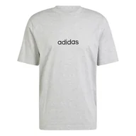Koszulki męskie - adidas Mężczyźni ESSENTIALS LINEAR SINGLE JERSEY TEE, medium grey heather/black, S - miniaturka - grafika 1