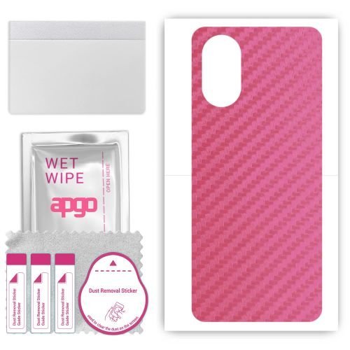 folia naklejka skórka strukturalna na TYŁ do Oppo A18 - Carbon Różowy - apgo SKINS