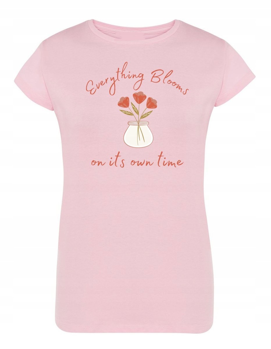 T-Shirt damski fajny nadruk KWIATY KWIATKI r.L
