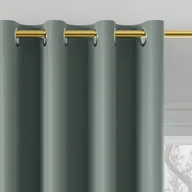 Zasłony - Gotowa zasłona blackout na przelotkach, 85% zaciemniająca, kolor zielony szałwiowy, rozmiar: 140x250 cm - miniaturka - grafika 1