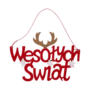 Napis Wesołych Świąt 21,5 x 15 cm czerwony - Ozdoby bożonarodzeniowe - miniaturka - grafika 1