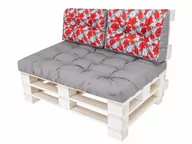 Poduszki ogrodowe - Zestaw poduszek na meble z palet, Leo, Popiel z makami, 3 elementy, 120x80 cm - miniaturka - grafika 1