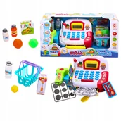 Zabawy w naśladowanie dorosłych - Kasa Fiskalna Sklepowa Zakupowa Akcesoria Skaner Koszyk Zestaw dla Dzieci - miniaturka - grafika 1