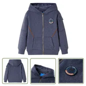 Bluzy dla dziewczynek - Bluza dziecięca z kapturem i zapięciem na zamek - niebieski melanż - 128 - Bluza Dziecięca - miniaturka - grafika 1