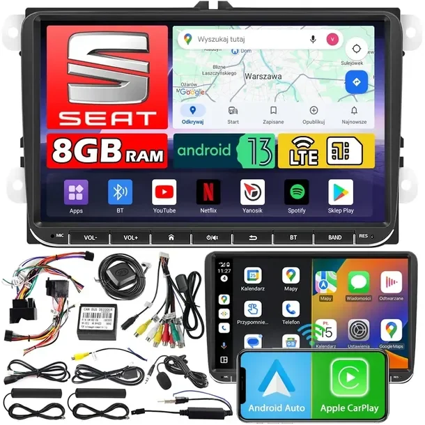 Radio Nawigacja Android Seat Leon Toledo Altea Alhambra 8gb 2din Bluetooth