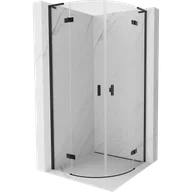 Kabiny prysznicowe - Mexen Mist L kabina prysznicowa półokrągła uchylna 90 x 90 cm, transparent, czarna - 8A33L-090-090-70-00 - miniaturka - grafika 1