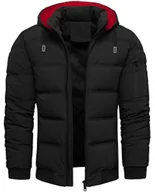 Kurtki męskie - Kurtka męska ocieplana z kapturem czarna Recea - miniaturka - grafika 1