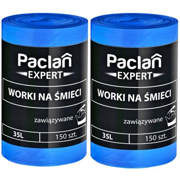 Worki na śmieci PACLAN EXPERT niwersalne zawiązywane mocne 35l 300 szt