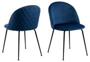 Krzesła - Krzesło tapicerowane Louise, krzesło do jadalni, glamour, ciemnoniebieskie - miniaturka - grafika 1