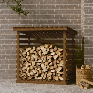 vidaXL Stojak na drewno, miodowy, 108x73x108 cm, lite drewno sosnowe - Akcesoria kominkowe - miniaturka - grafika 1