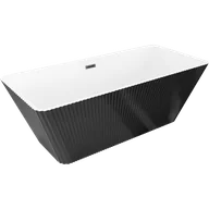 Wanny - Mexen Tava wanna wolnostojąca ryflowana 170 x 75 cm, biała/czarna, przelew czarny - 52851707575-70 - miniaturka - grafika 1
