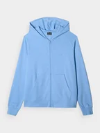 Bluzy sportowe damskie - Damska bluza dresowa rozpinana z kapturem 4F 4FWMM00TSWSF1763 - niebieska - miniaturka - grafika 1