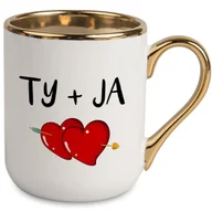 Kubki - KUBEK Elegancki ZŁOTY RANT UCHO dla Pary Zakochanych TY+JA MIŁOŚĆ Wzory - miniaturka - grafika 1