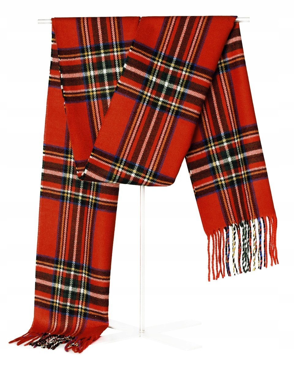 SZAL Szalik Męski Zimowy Ciepły CZERWONY w Kratę ŚWIĄTECZNY Pako Jeans