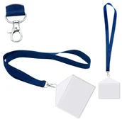 Przybory szkolne - Identyfikator poziomy holder przezroczysty kieszonka 100x65mm + smycz 90cm - miniaturka - grafika 1