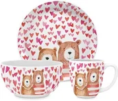 Zestawy naczyń dla dzieci - ZESTAW NACZYŃ PORCELANOWYCH DLA DZIECKA: KUBEK, MISKA I TALERZ Zakochane Misie - miniaturka - grafika 1