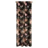 Zasłony - Zasłona Rubens 140X270 cm czarna welwet kwiaty taśma - miniaturka - grafika 1