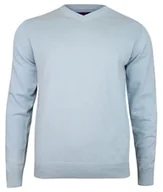 Swetry męskie - Sweter w Serek, Niebieski, Błękitny (V-neck) -Adriano Guinari- Klasyczny, Męski - miniaturka - grafika 1