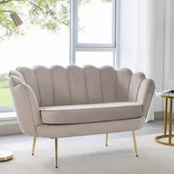 Sofy i kanapy - Kanapa 2 osobowa muszla z brązowoszarego weluru - DANDELION Pascala Morabito - miniaturka - grafika 1