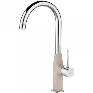 LAVEO BAP 468D POLLA Bateria zlewozmywakowa stojąca z wylewką U Jednouchwytowa Sposób montażu: stojący Głowica: 25 mm Zasięg wylewki: 167 mm Wykończenie: beż/chrom - Baterie kuchenne - miniaturka - grafika 1