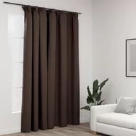 Akcesoria do wystroju okien - vidaXL Zasłona stylizowana na lnianą, z haczykami, taupe, 290x245 cm - miniaturka - grafika 1