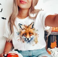 Koszulki i topy damskie - damska koszulka z lisem - miniaturka - grafika 1