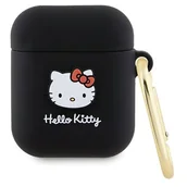 Akcesoria do słuchawek - Hello Kitty HKA23DKHSK Airpods 1/2 cover czarny/black Silicone 3D Kitty Head - miniaturka - grafika 1
