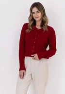 Swetry damskie - Elegancki kardigan - SWE317 czerwony MKM - miniaturka - grafika 1