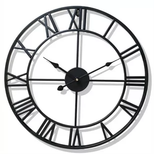 Zegar ścienny duży metalowy retro loft rzymski czarny 47 cm - Zegary - miniaturka - grafika 1