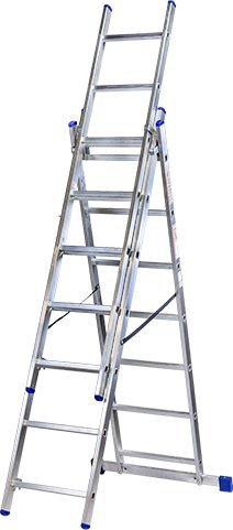 KASTOM DRABINA ALUMINIOWA 3x 9 STOPNI 150KG VHR