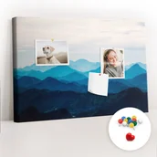 Tablice i flipcharty - Szkolna Tablica korkowa 60x40 cm, Kolorowe Pinezki, wzór Akwarela góry - miniaturka - grafika 1