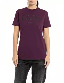 Koszulki i topy damskie - Replay T-shirt damski, 477 oberżyna, S - grafika 1