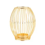 Świeczniki - Świecznik metalowy szprosowy 8,5 x 8,5 x 15,5 cm złoty - miniaturka - grafika 1