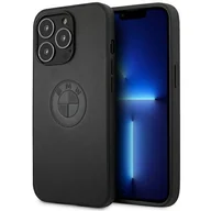 Etui i futerały do telefonów - Etui BMW BMHCP13LREELK iPhone 13 Pro / 13 6.1" czarny/black hardcase Leather Emboss - miniaturka - grafika 1