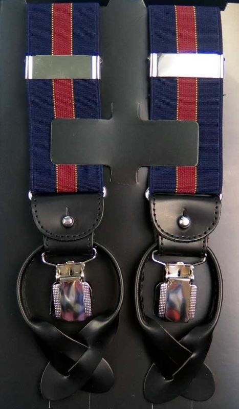 Granatowo-czerwone szelki na guziki - pasek G16