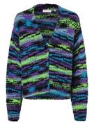 Swetry damskie - Rich & Royal - Kardigan damski z dodatkiem alpaki, wielokolorowy|zielony|niebieski|lila - miniaturka - grafika 1