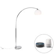 Lampy stojące - QAZQA Inteligentna lampa łukowa chromowana z białym kloszem, w tym Wifi A60 - Arc Basic - miniaturka - grafika 1