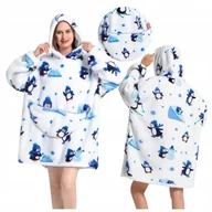 Bluzy damskie - KOC BLUZA Oversize Kocobluza Cieplutka Zimowa 2w1 Pingwin XXL Długa Kocyk - miniaturka - grafika 1