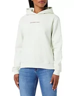 Bluzy damskie - Calvin Klein Jeans Damska bluza z kapturem Institutional Regular, Zielony kanarek/amarant, XS - miniaturka - grafika 1