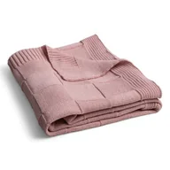 Koce i narzuty dla dzieci - BabyMatex Kocyk dziecięcy 80x100 Square Checks różowy kratka bawełniany - miniaturka - grafika 1