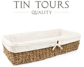 Dekoracje domu - PODŁUŻNY KOSZ Z TRAWY MORSKIEJ Z MATERIAŁEM 45x22x12 cm - miniaturka - grafika 1