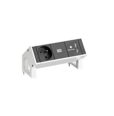BACHMANN DESK2 1xUTE 1xUSB Ładowarka 0,2m GST18 RAL9010