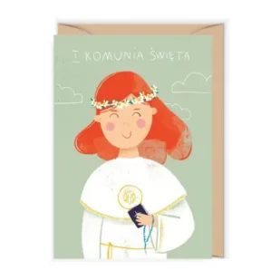 Kartka komunijna, dziewczynka - Pamiątka Pierwszej Komunii Świętej - miniaturka - grafika 2
