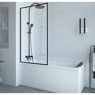 Parawany nawannowe - VENTE-UNIQUE Matowy czarny parawan nawannowy w stylu industrialnym - 80 x 140 cm - Szkło hartowane - BRADENTON - miniaturka - grafika 1