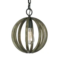 Lampy sufitowe - Elstead Lighting Cudowna lampa wisząca Allier z drewna 25,4 cm - miniaturka - grafika 1