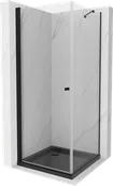 Kabiny prysznicowe - Mexen Pretoria kabina prysznicowa uchylna 80x80 cm, transparent, czarna + brodzik Flat, czarny - 852-080-080-70-00-4070B - miniaturka - grafika 1