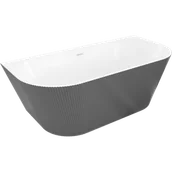 Wanny - Mexen Oris wanna wolnostojąca przyścienna ryflowana 170 x 80 cm, biała/szara, przelew biały - 52871708062-20 - miniaturka - grafika 1