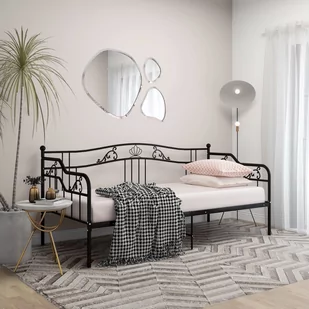 vidaXL Lumarko Rama sofy, czarna, metalowa, 90x200 cm 324761 - Łóżka - miniaturka - grafika 1