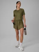 Spodenki damskie - 4F Spodenki treningowe szybkoschnące damskie - oliwkowe XS - miniaturka - grafika 1