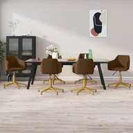 Krzesła - Lumarko Obrotowe krzesła stołowe, 6 szt., brązowe, obite aksamitem - miniaturka - grafika 1
